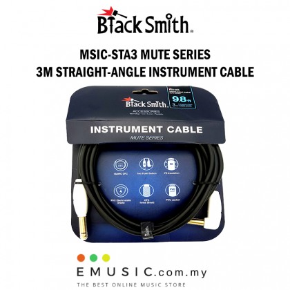 Blacksmith MSIC-STA3 3m Straight to Right Mute Series Instrument Cable