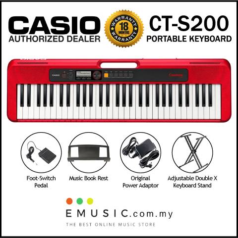 Casio CT S200 61 key Portable Keyboard with Foot Switch Pedal Emusic