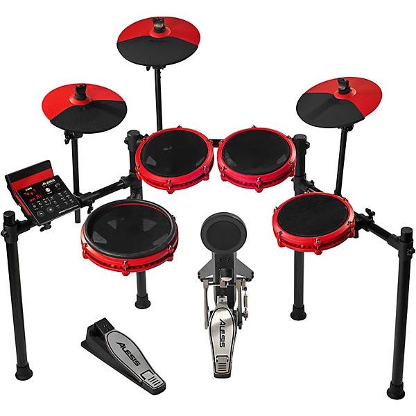SPECIAL EDITION Alesis Nitro Max Eight Piece Electronic Drum Kit with Mesh Heads and Bluetooth with 30 Watt Bluetooth Drum Amplifier Emusic