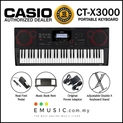 Casio CT X3000 61 Key Portable Keyboard With Real Feel Pedal Emusic